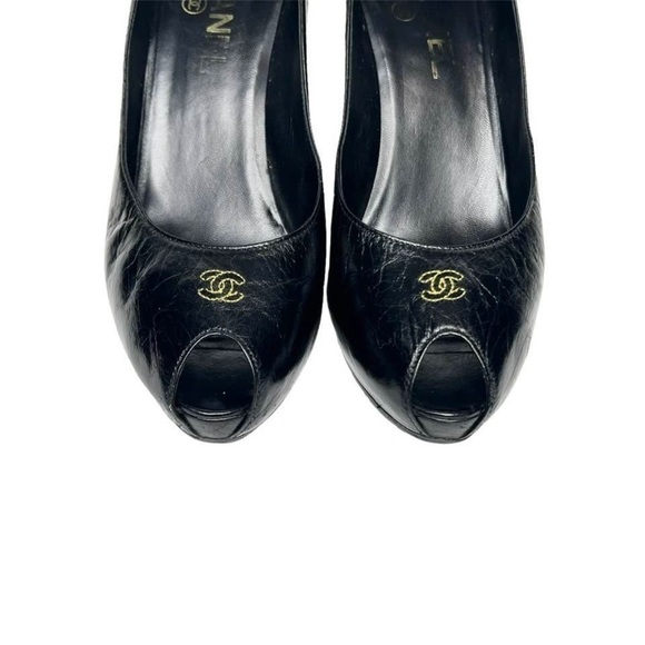 CHANEL • CHAUS OUVERTES HEELS W/ BOX & DUST BAG (38) - Picture 4 of 13